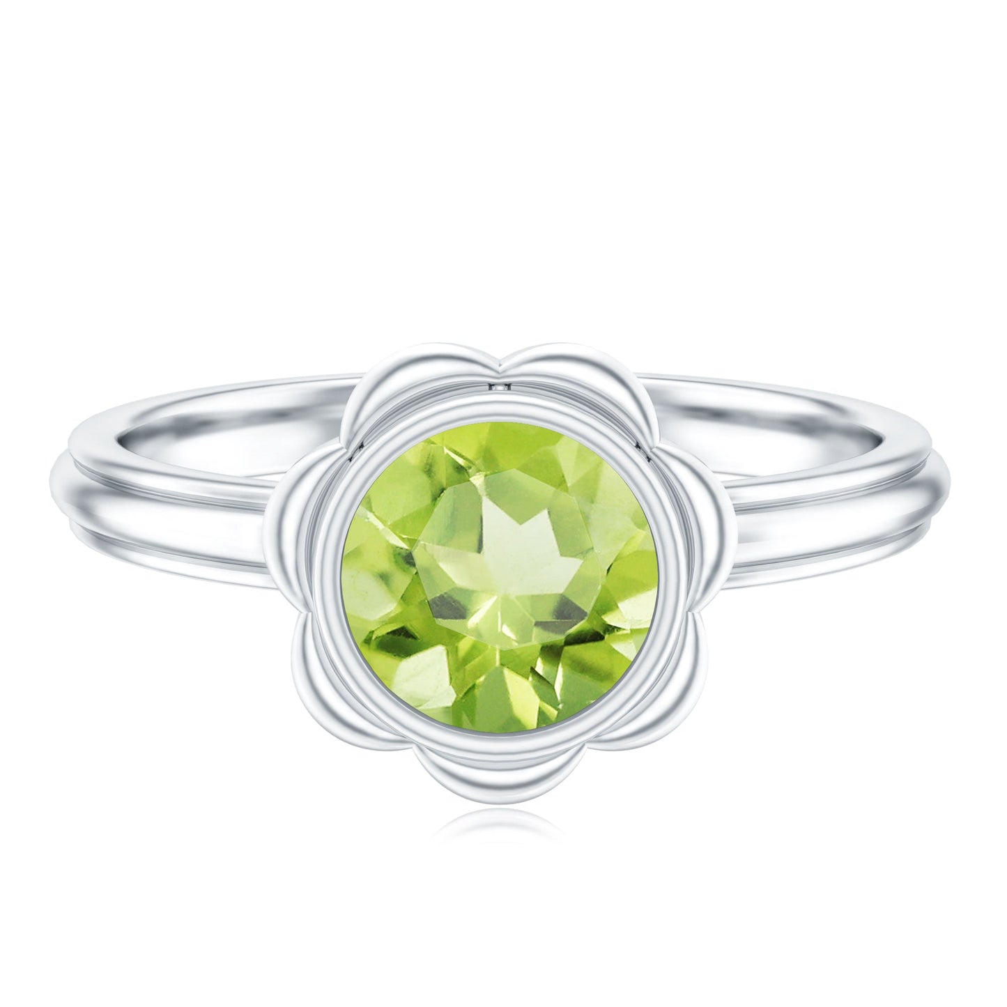 Bezel Set 1.2 Carat Peridot Engagement Ring for Women