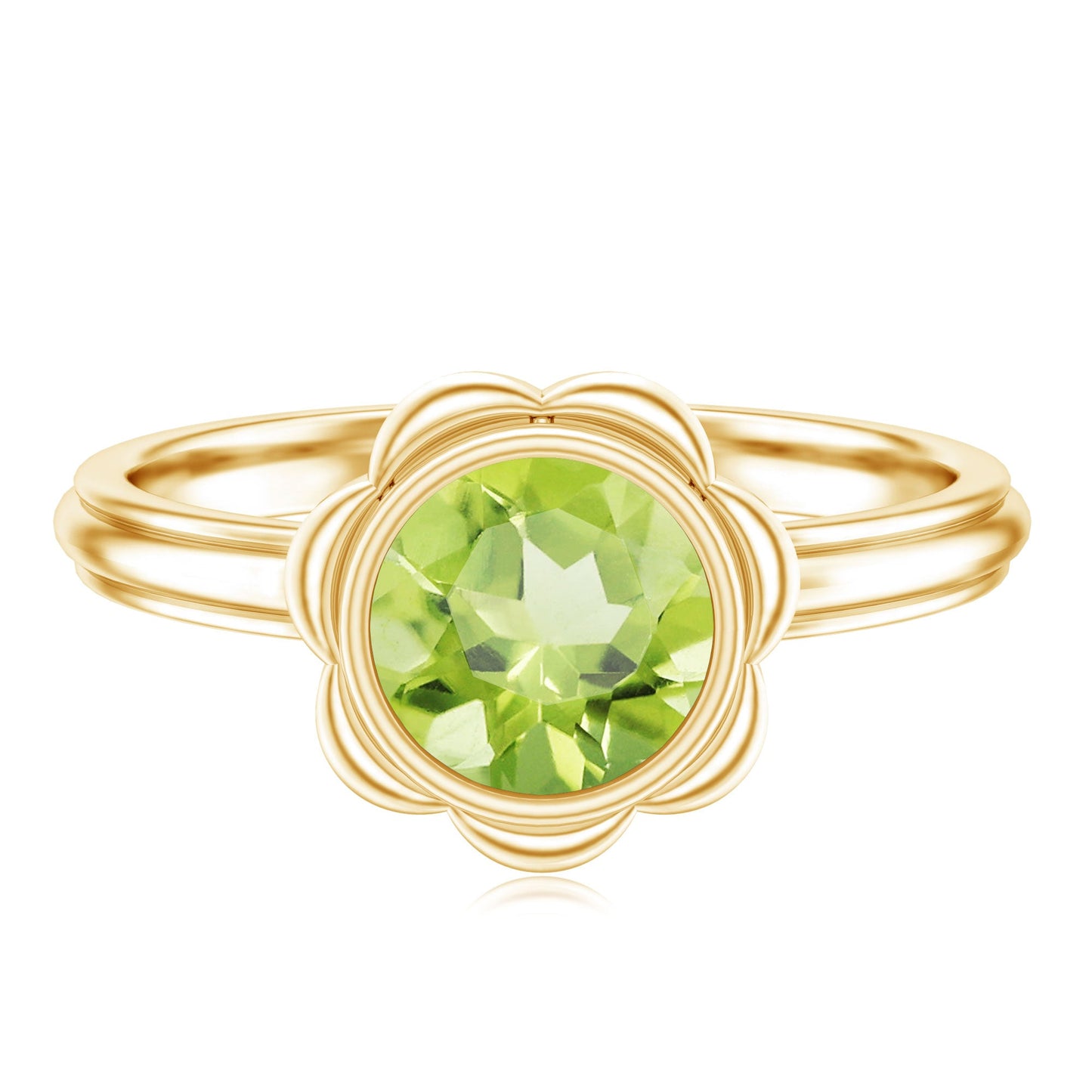 Bezel Set 1.2 Carat Peridot Engagement Ring for Women