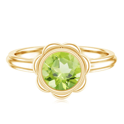 Bezel Set 1.2 Carat Peridot Engagement Ring for Women