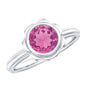 1.2 Carat Round Pink Tourmaline Flower Engagement Ring
