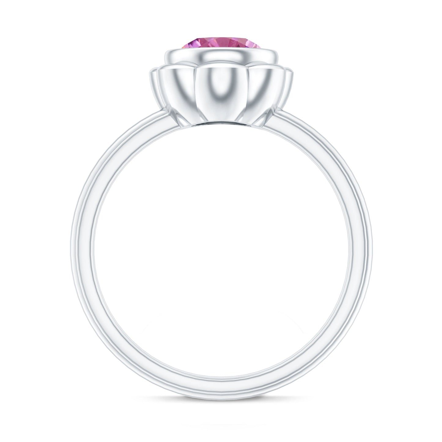 1.2 Carat Round Pink Tourmaline Flower Engagement Ring