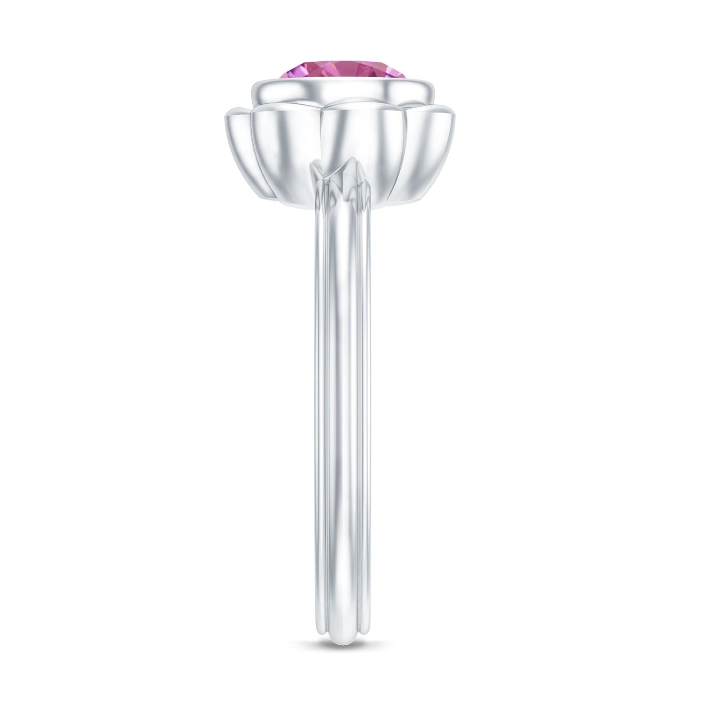 1.2 Carat Round Pink Tourmaline Flower Engagement Ring