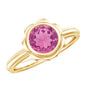 1.2 Carat Round Pink Tourmaline Flower Engagement Ring