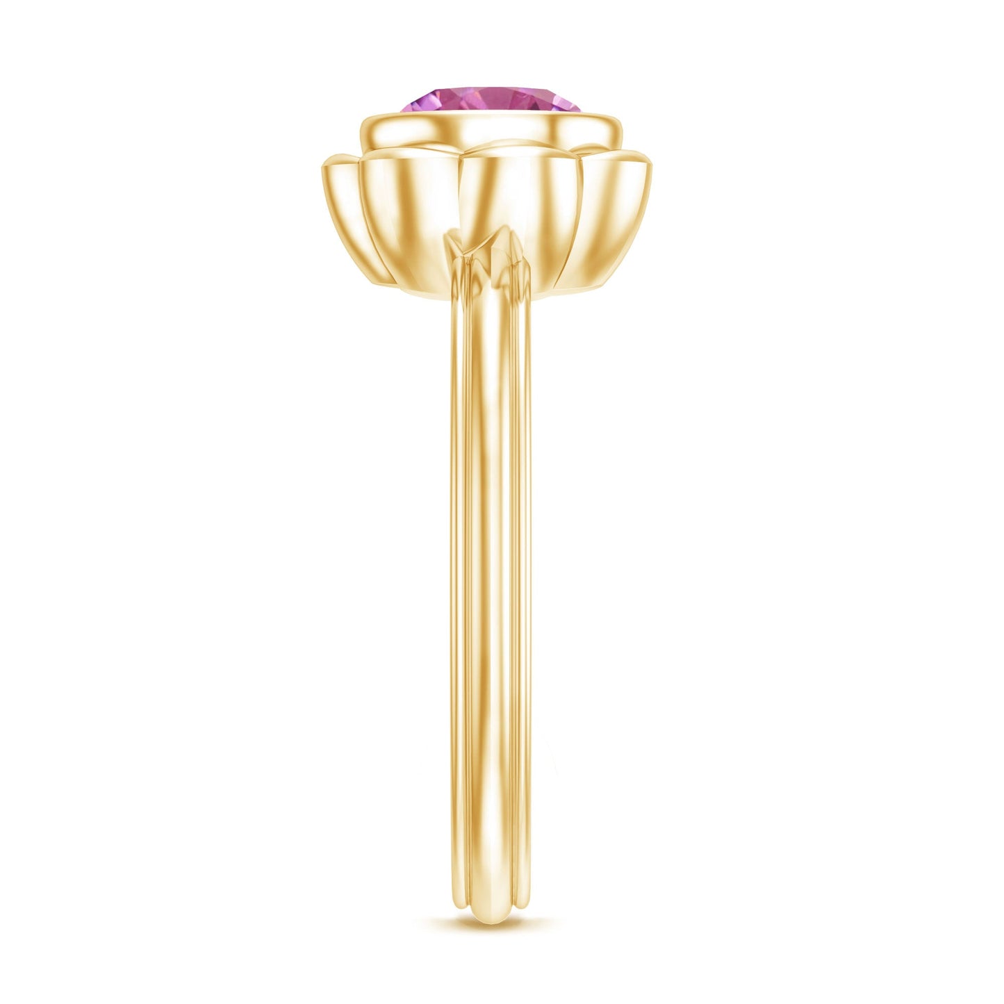 1.2 Carat Round Pink Tourmaline Flower Engagement Ring
