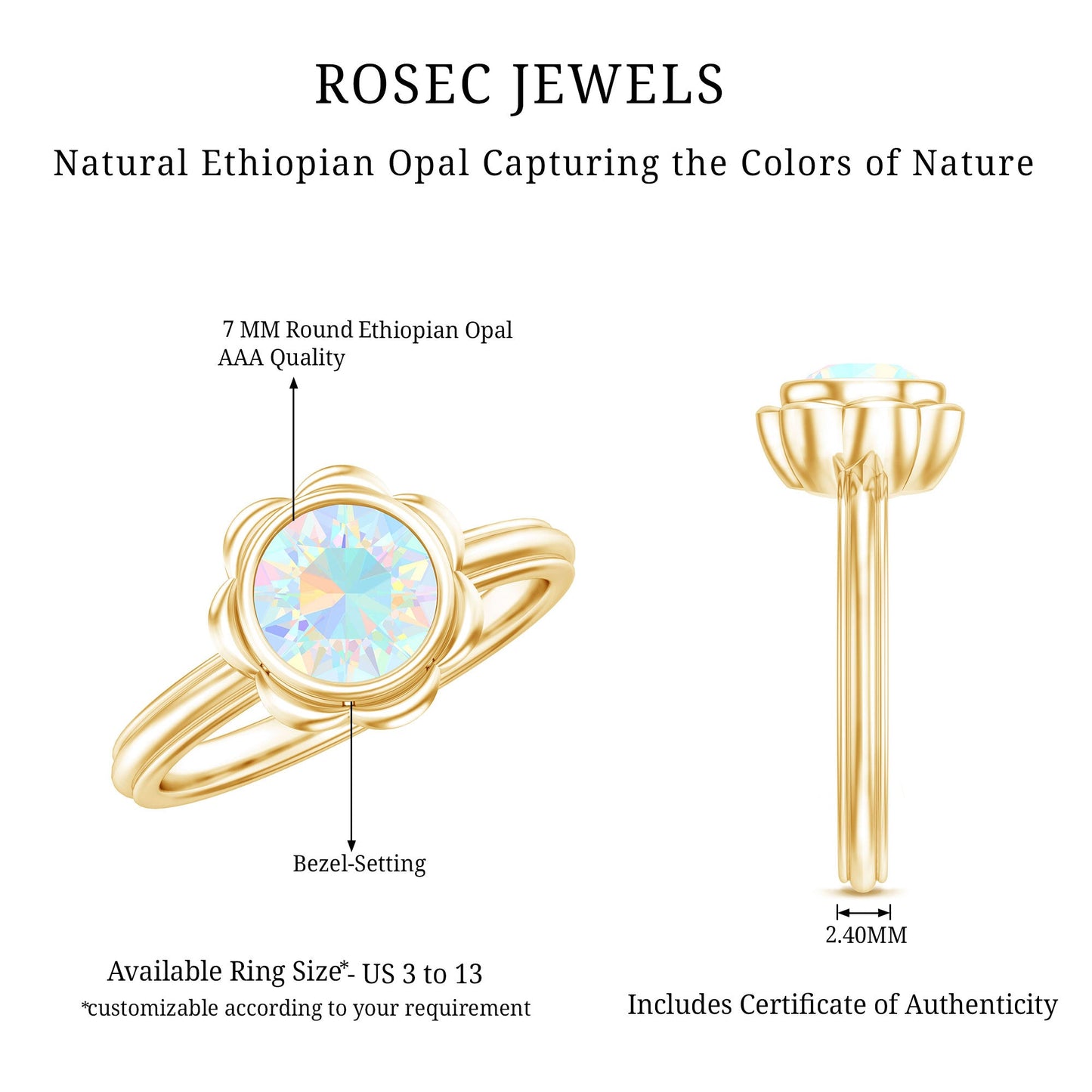 1.6 Carat Ethiopian Opal Engagement Ring for Women