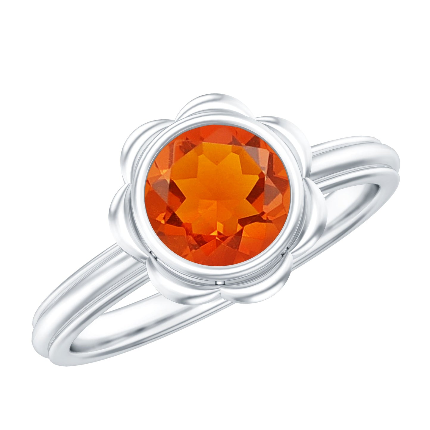 1.6 Carat Real Fire Opal Flower Engagement Ring