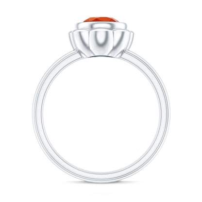 1.6 Carat Real Fire Opal Flower Engagement Ring