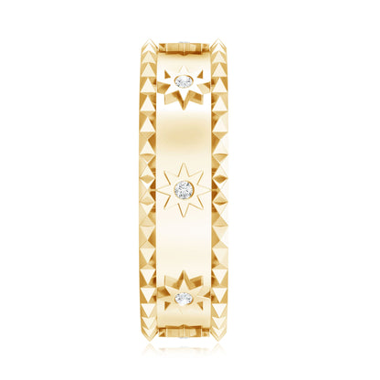 Vintage Inspired Lab Grown Diamond Starburst Wedding Band