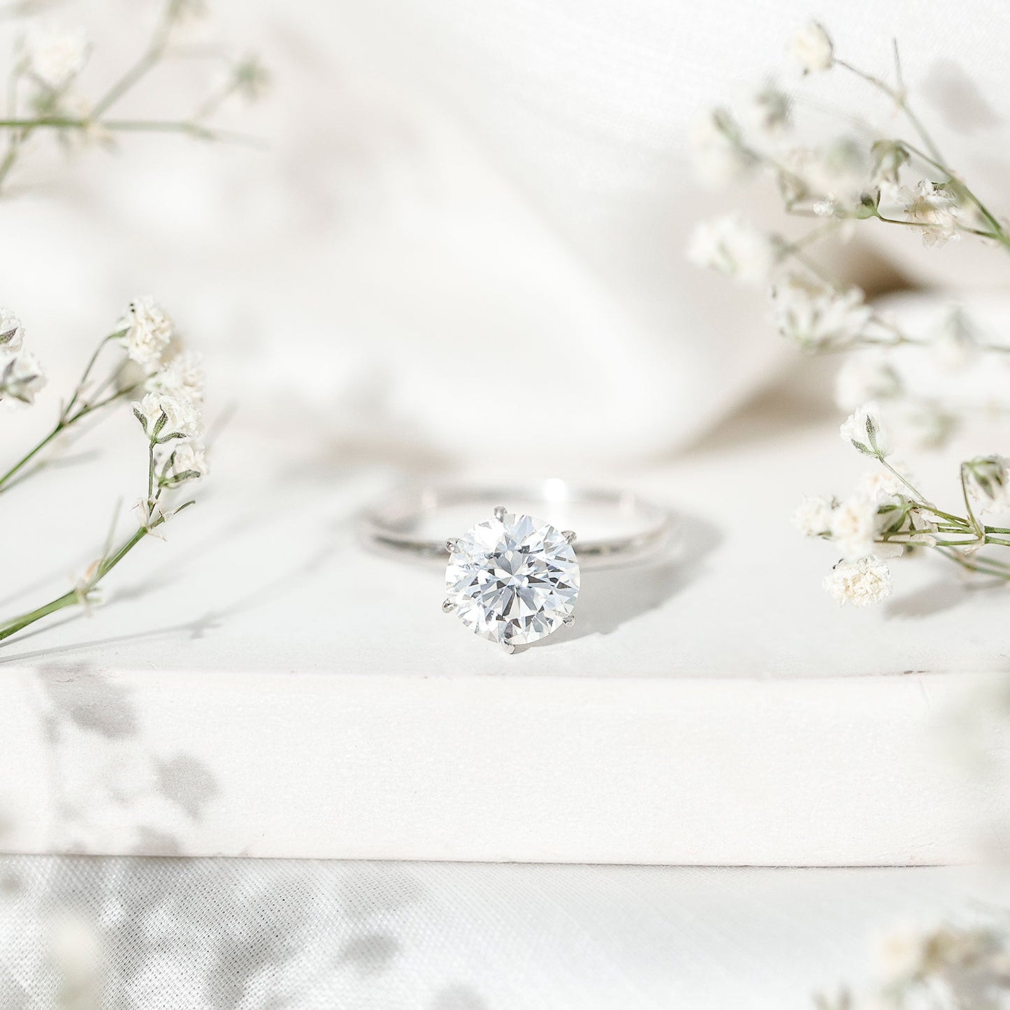 2 Carat Lab Grown Diamond Solitaire Engagement Ring with Hidden Halo