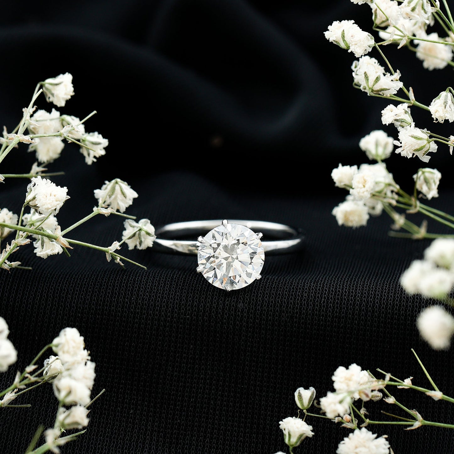 2 Carat Lab Grown Diamond Solitaire Engagement Ring with Hidden Halo