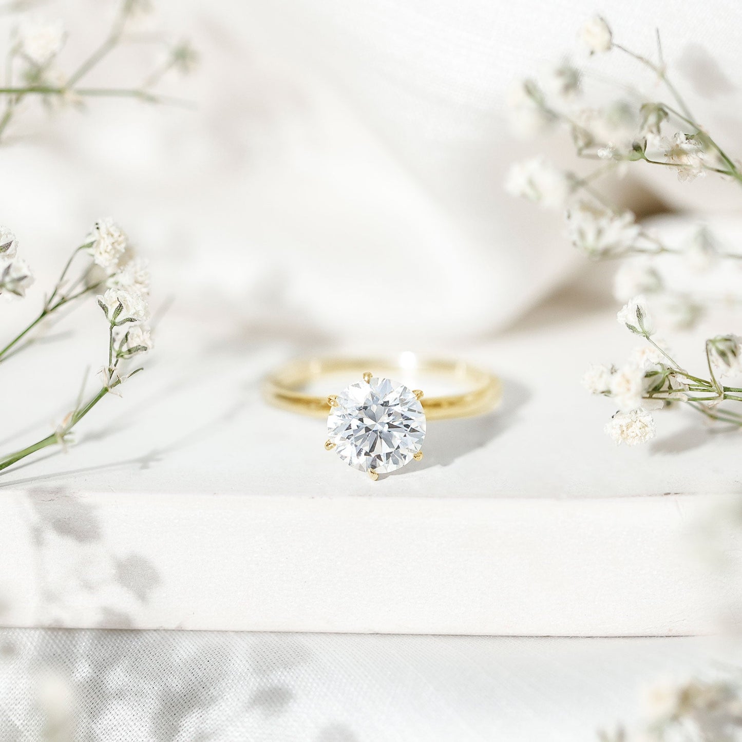 2 Carat Lab Grown Diamond Solitaire Engagement Ring with Hidden Halo