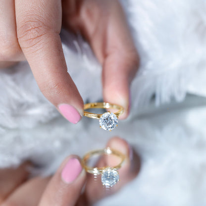 2 Carat Lab Grown Diamond Solitaire Engagement Ring with Hidden Halo