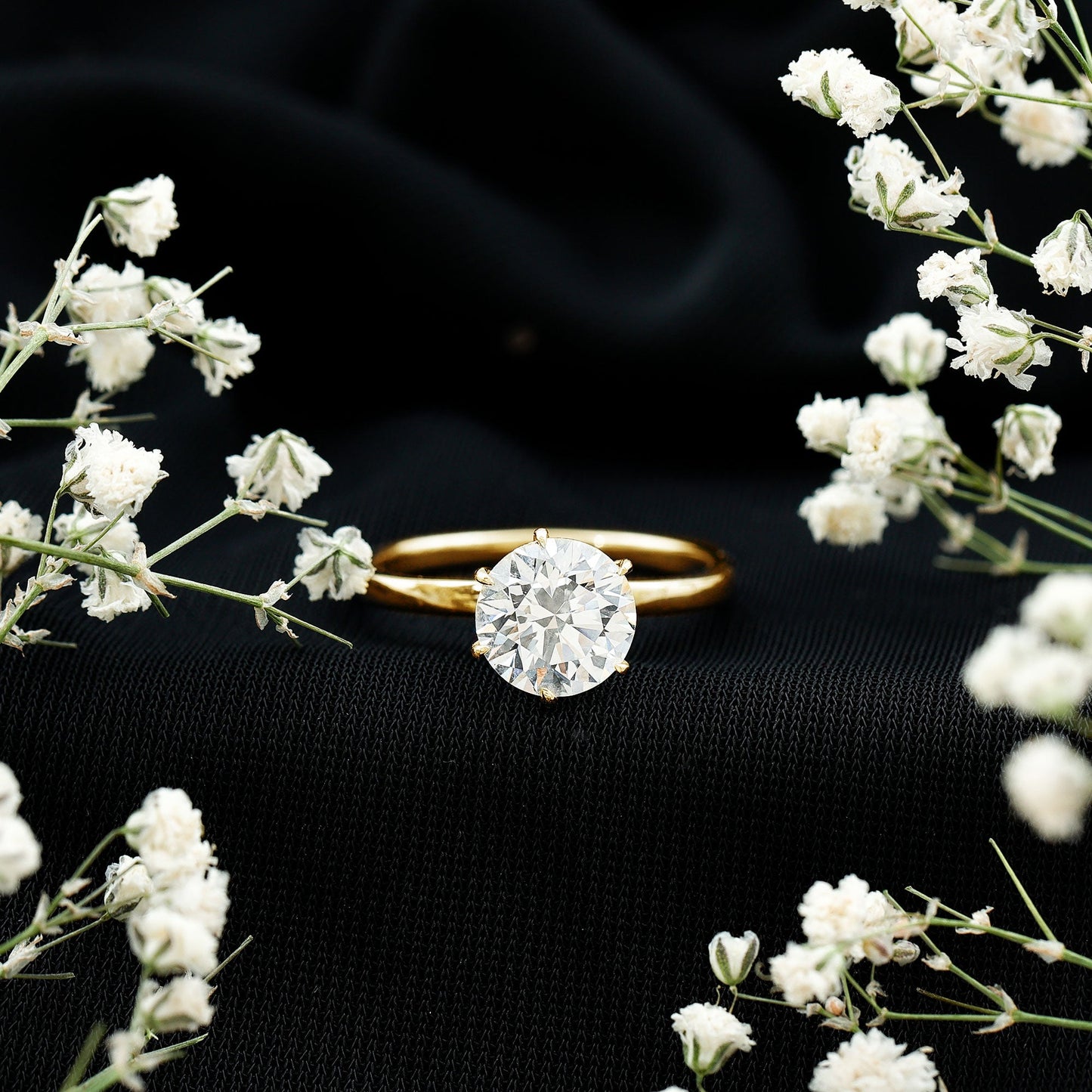 2 Carat Lab Grown Diamond Solitaire Engagement Ring with Hidden Halo