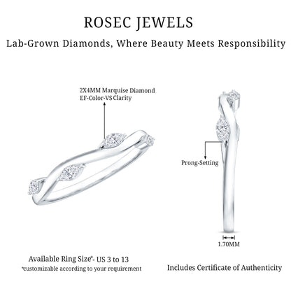 Marquise Cut Lab Grown Diamond Wedding Band