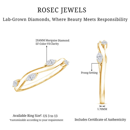 Marquise Cut Lab Grown Diamond Wedding Band