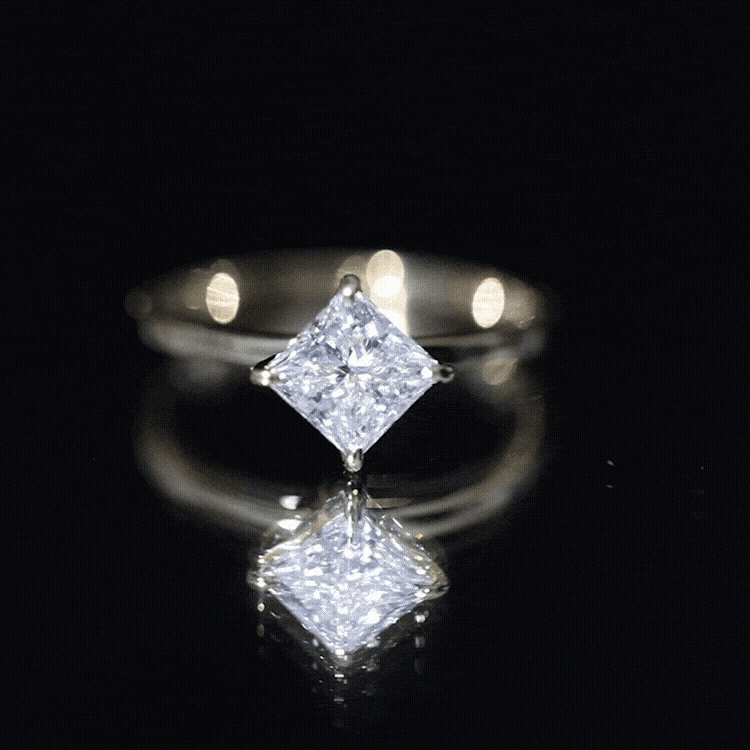 1.25 CT Princess Cut Lab Grown Diamond Solitaire Engagement Ring