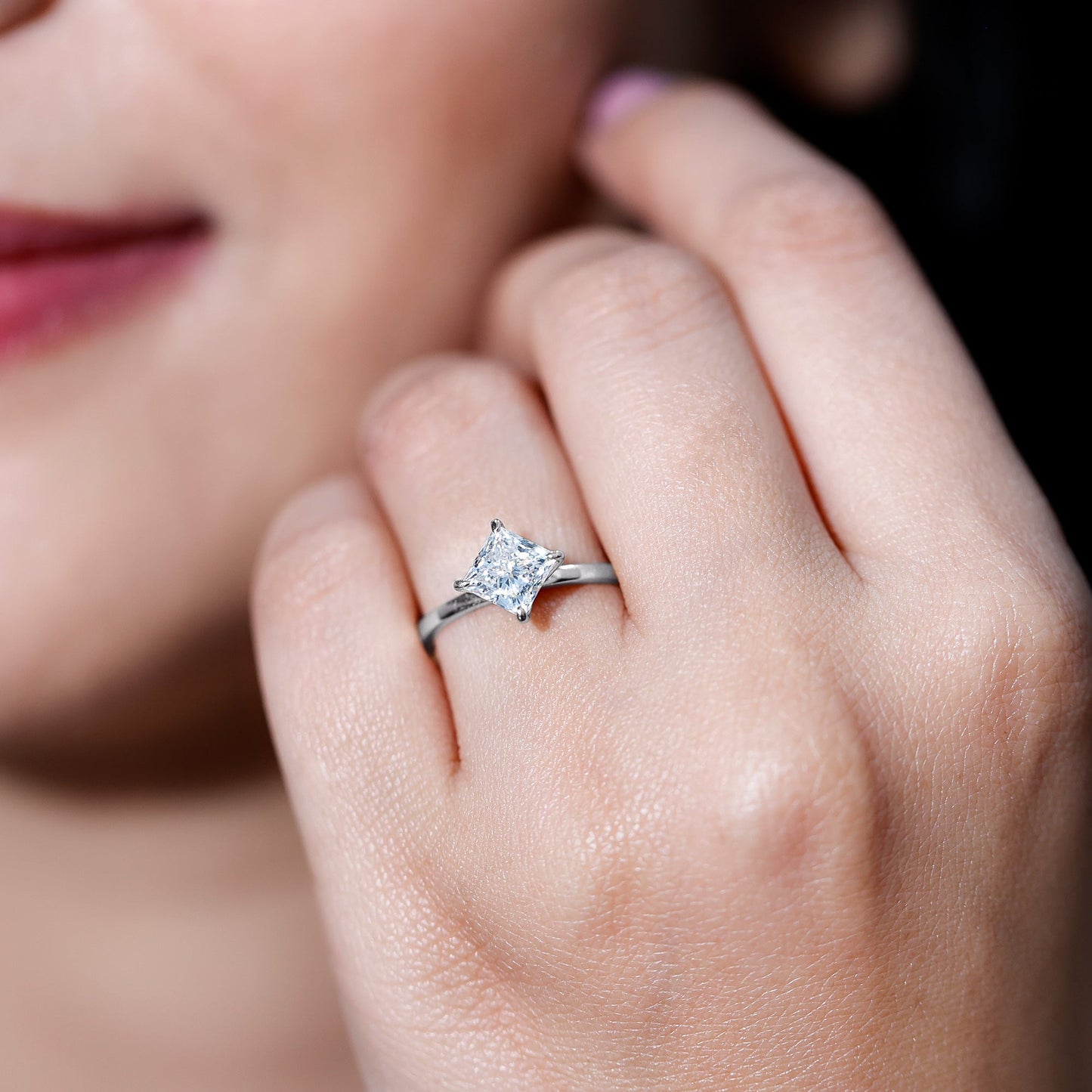 1.25 CT Princess Cut Lab Grown Diamond Solitaire Engagement Ring