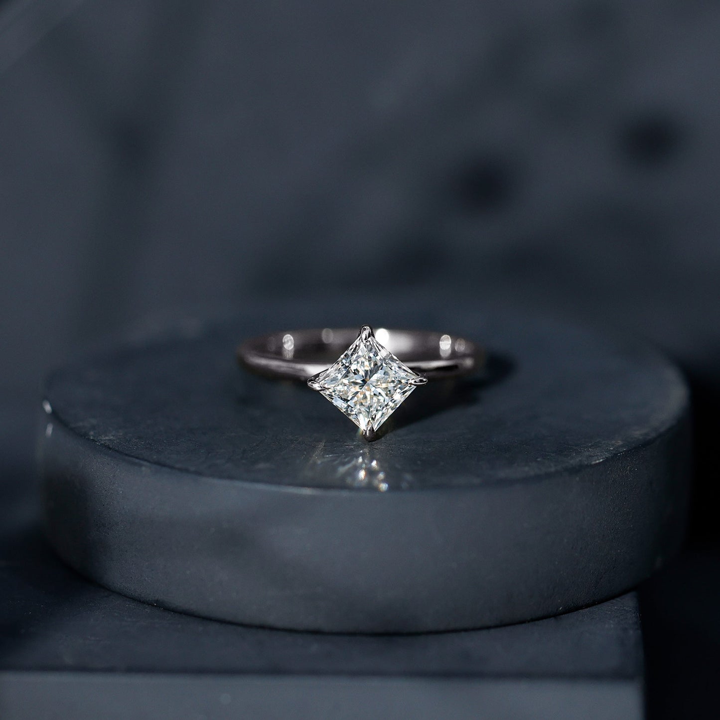1.25 CT Princess Cut Lab Grown Diamond Solitaire Engagement Ring