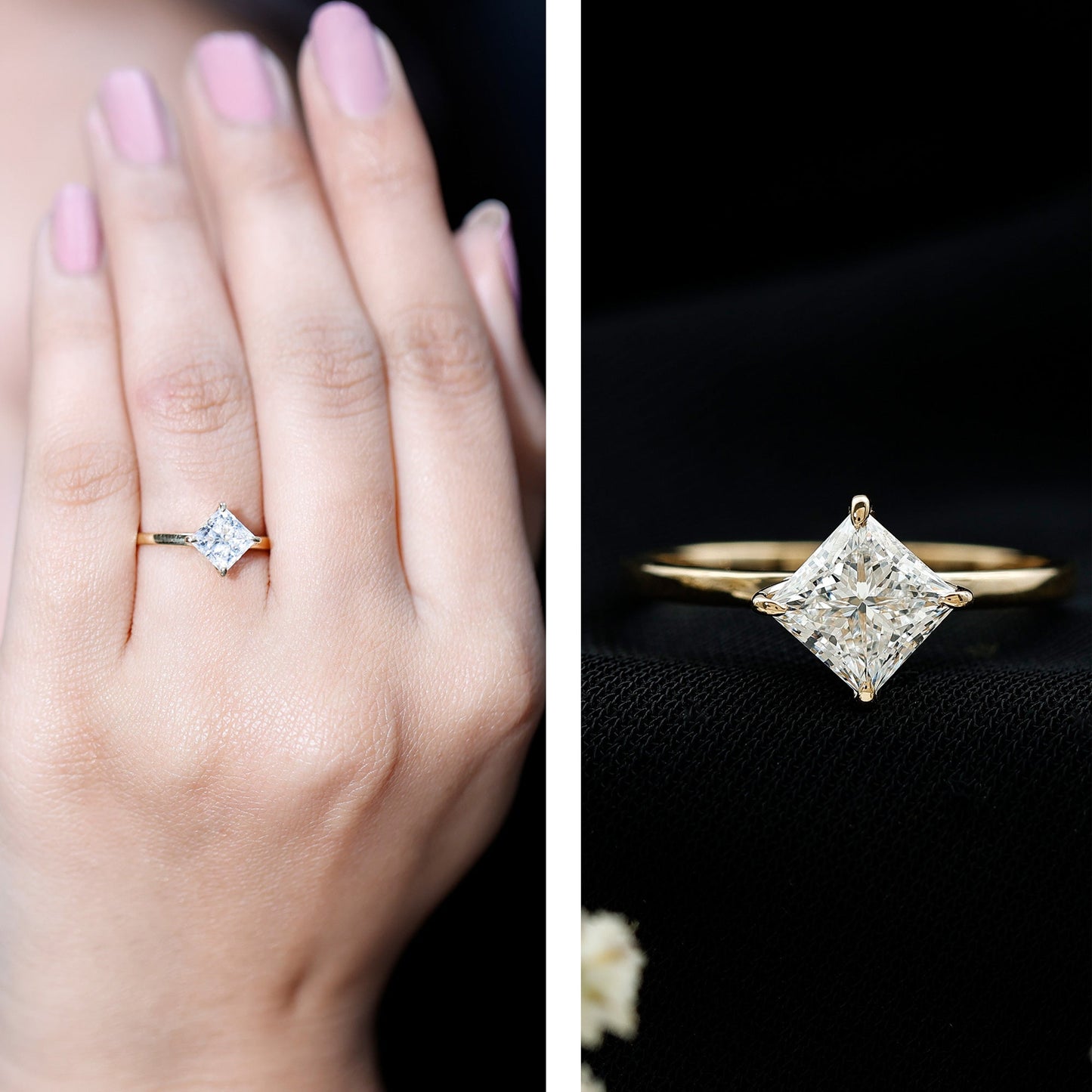 1.25 CT Princess Cut Lab Grown Diamond Solitaire Engagement Ring