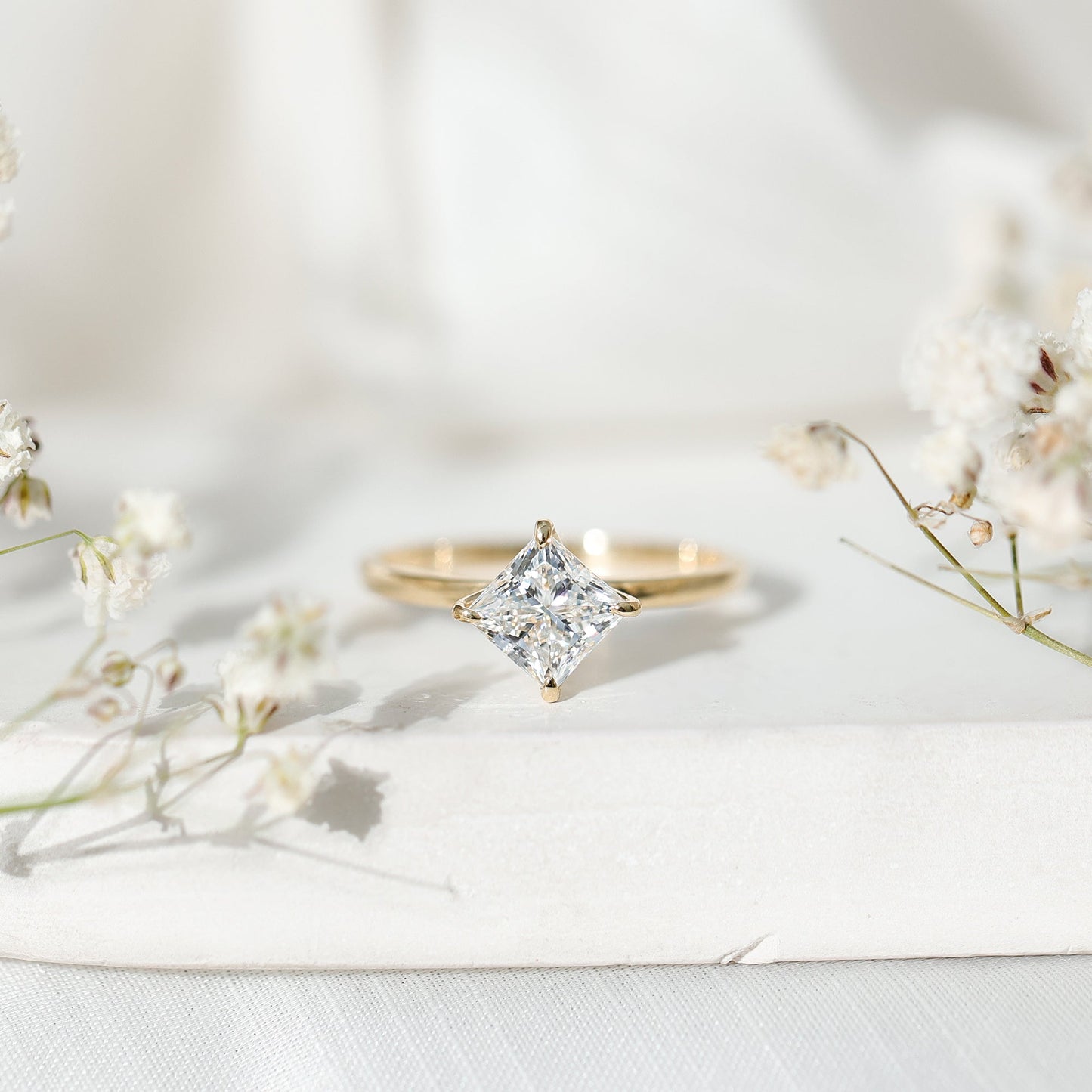 1.25 CT Princess Cut Lab Grown Diamond Solitaire Engagement Ring
