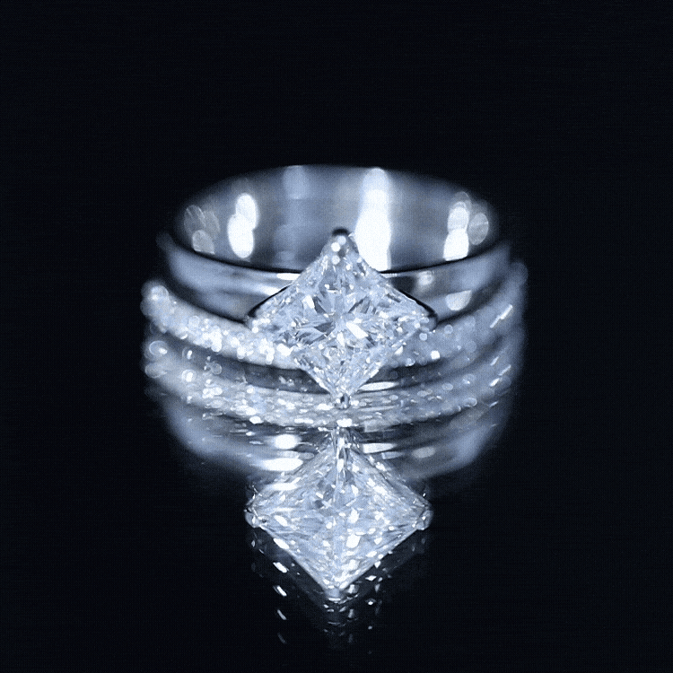 Princess Cut Lab Grown Diamond Ring With Wedding Band