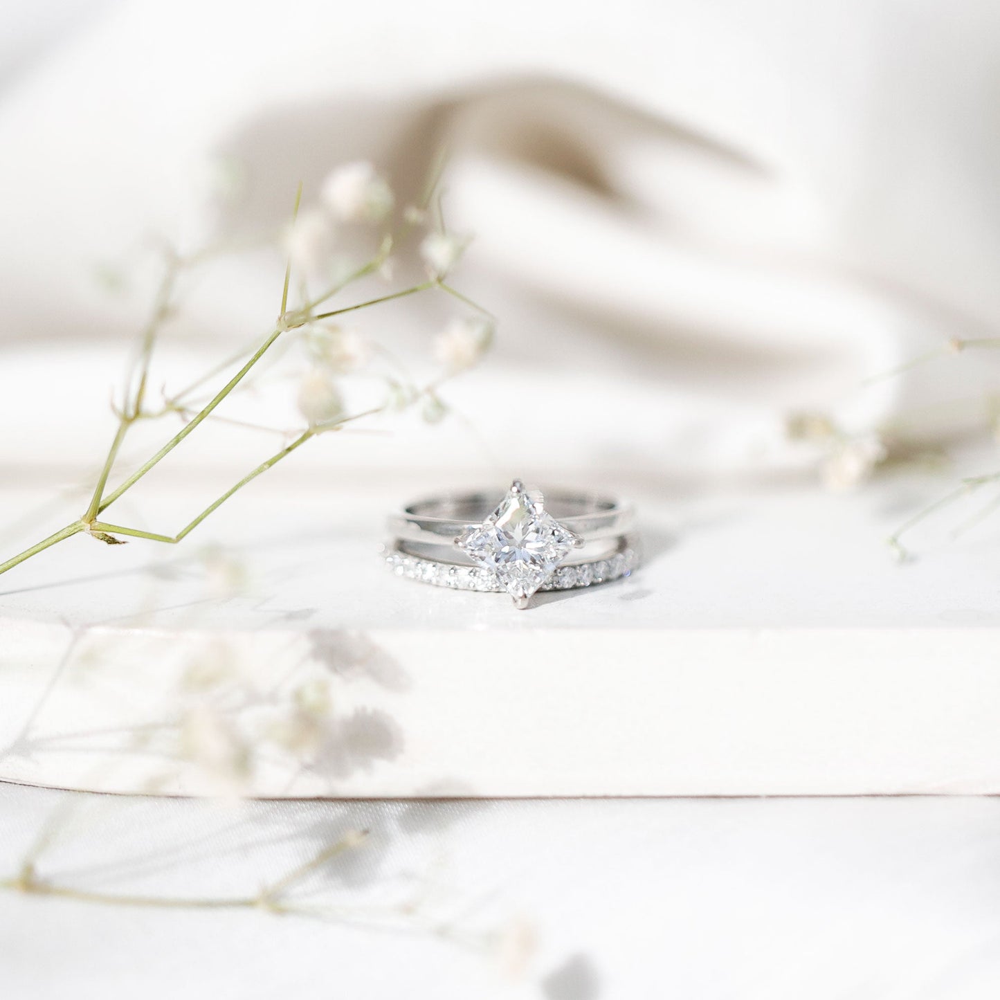 Princess Cut Lab Grown Diamond Ring With Wedding Band