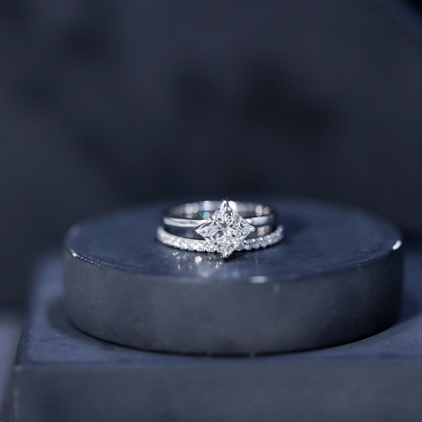 Princess Cut Lab Grown Diamond Ring With Wedding Band