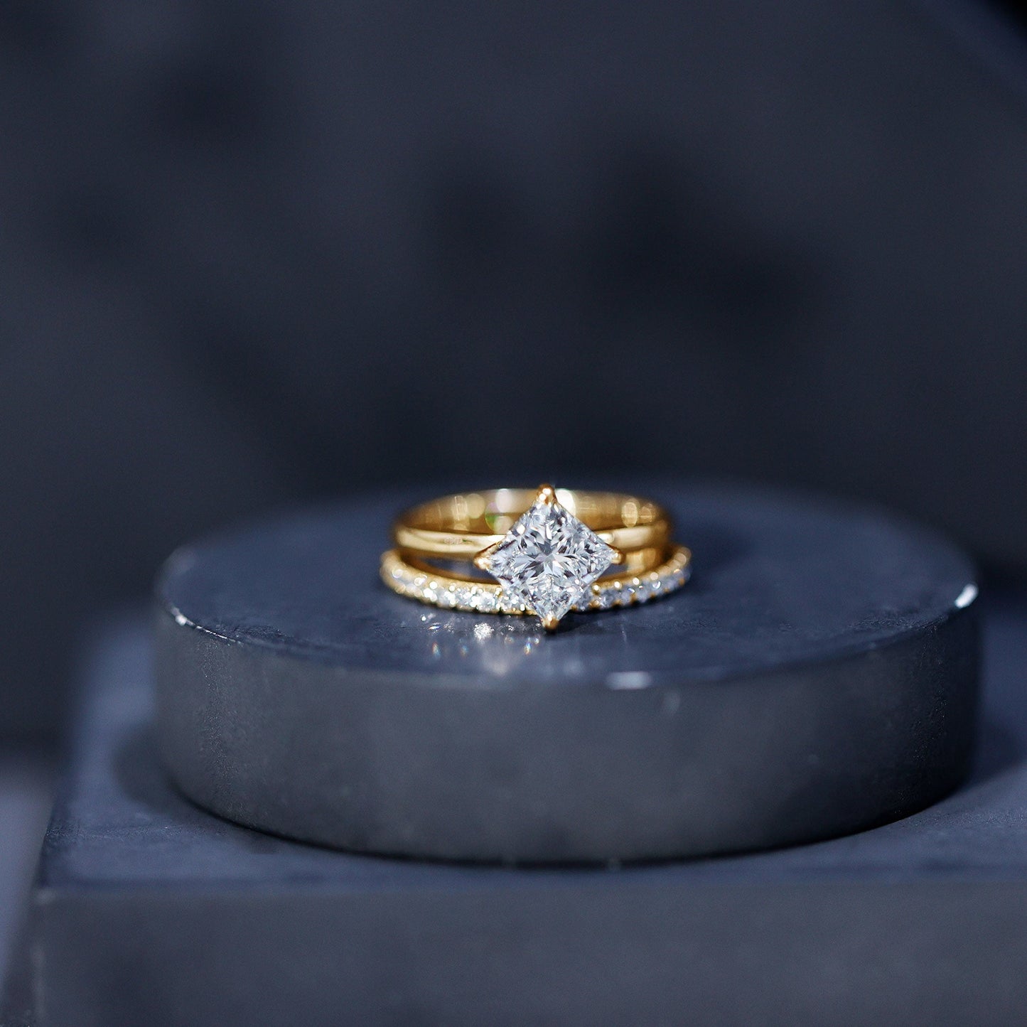 Princess Cut Lab Grown Diamond Ring With Wedding Band
