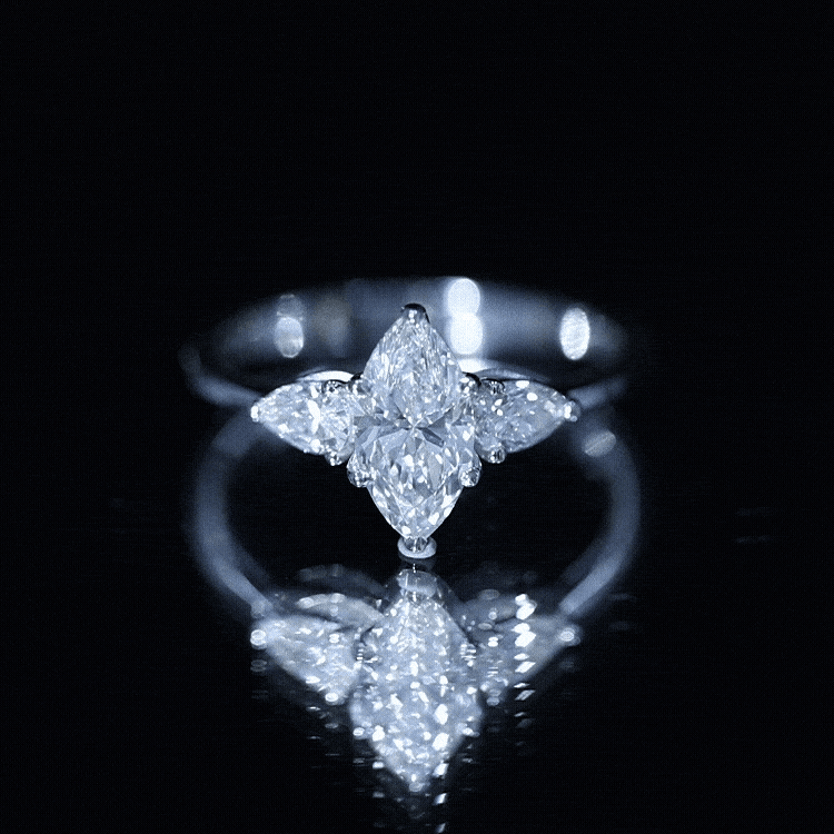 Certified Lab Grown Diamond Three Stone Engagement Ring for Women