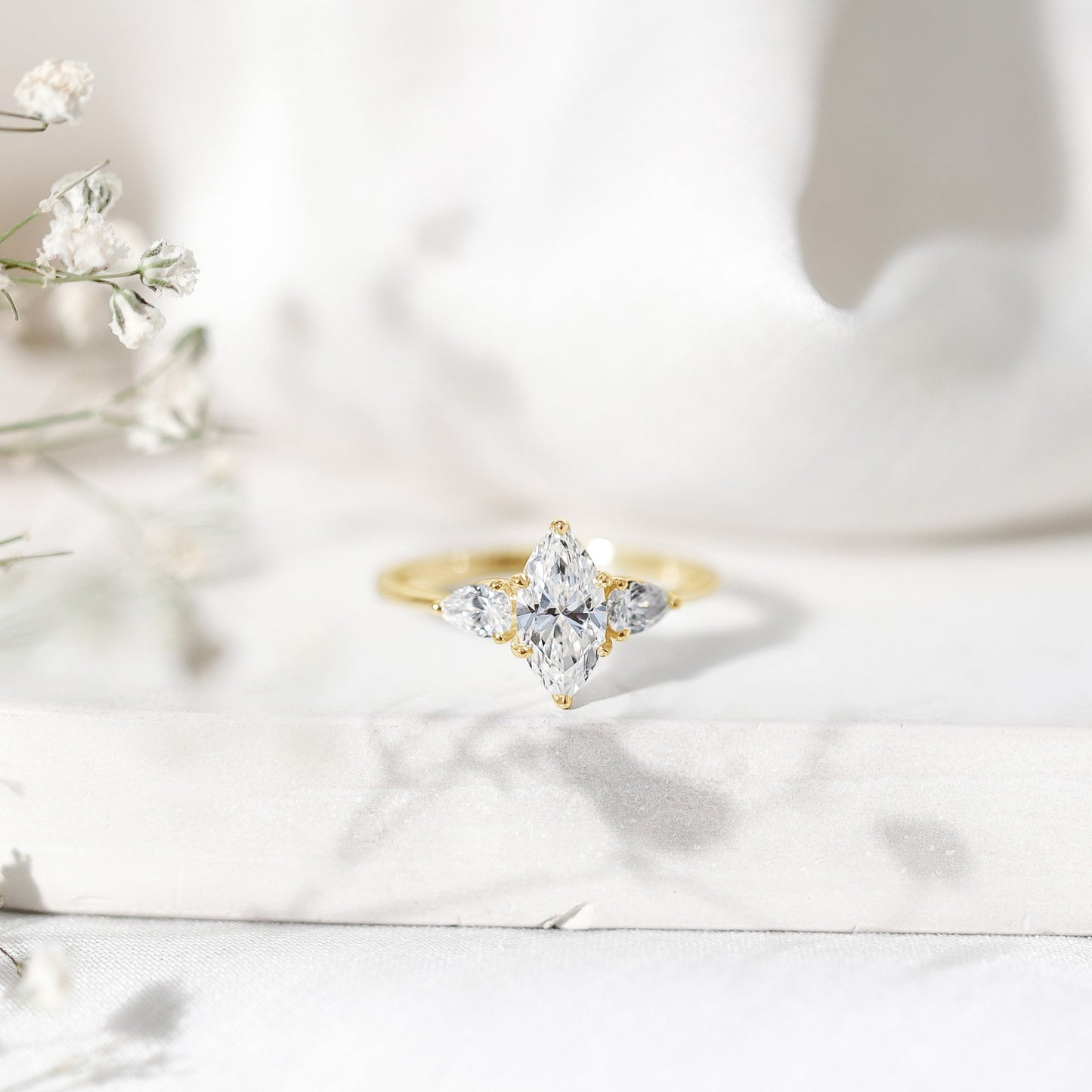 Certified Lab Grown Diamond Three Stone Engagement Ring for Women