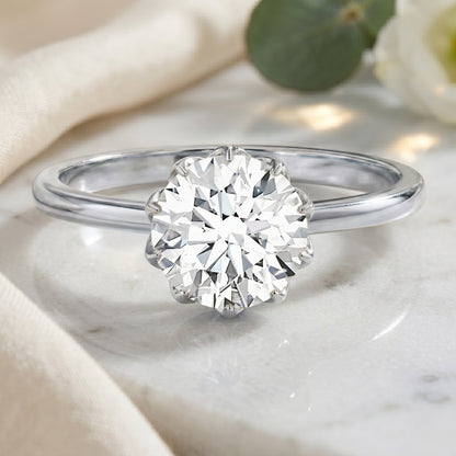 Lotus Basket Set Lab Grown Diamond 3 Carat Engagement Ring with IGI Certificate