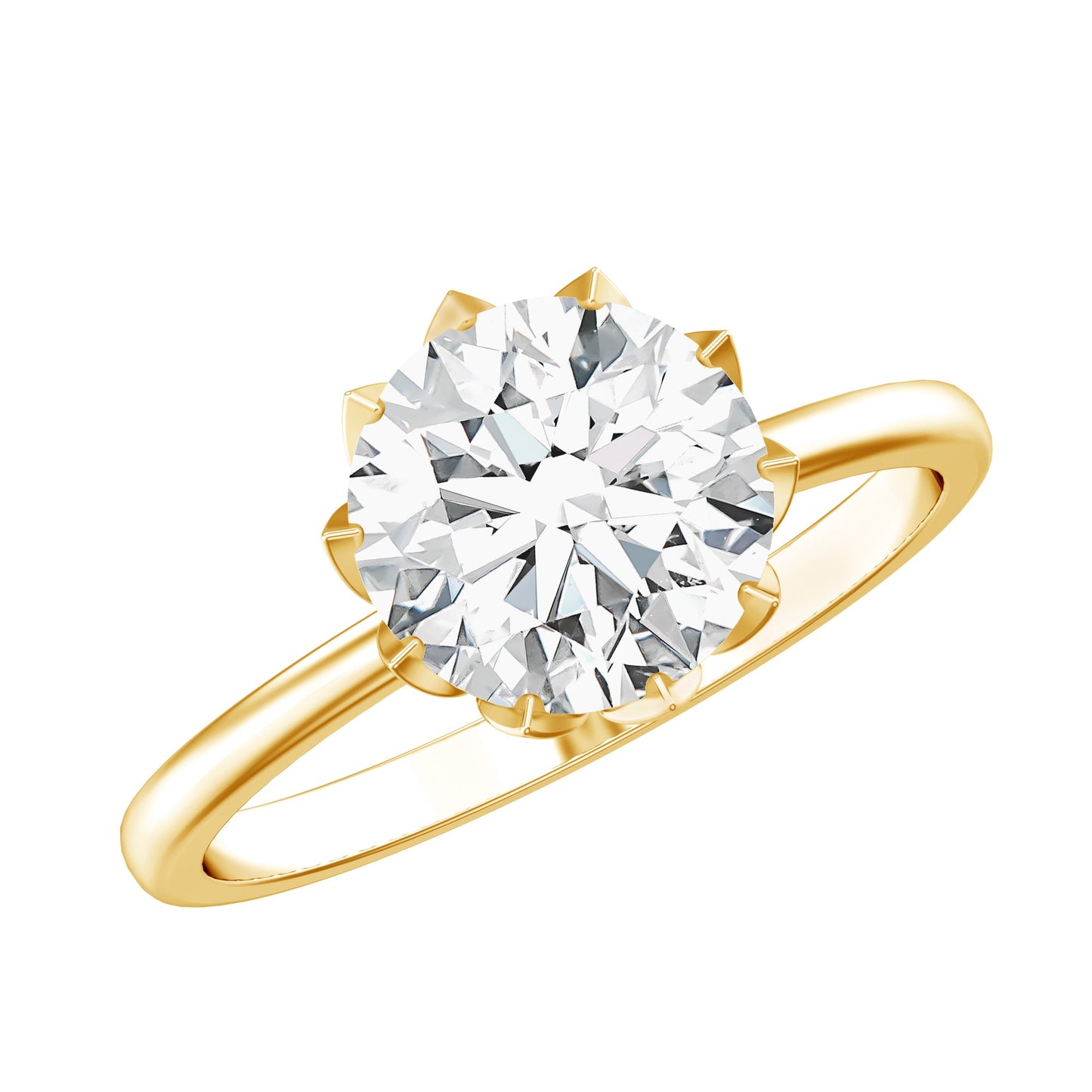 Lotus Basket Set Lab Grown Diamond 3 Carat Engagement Ring with IGI Certificate