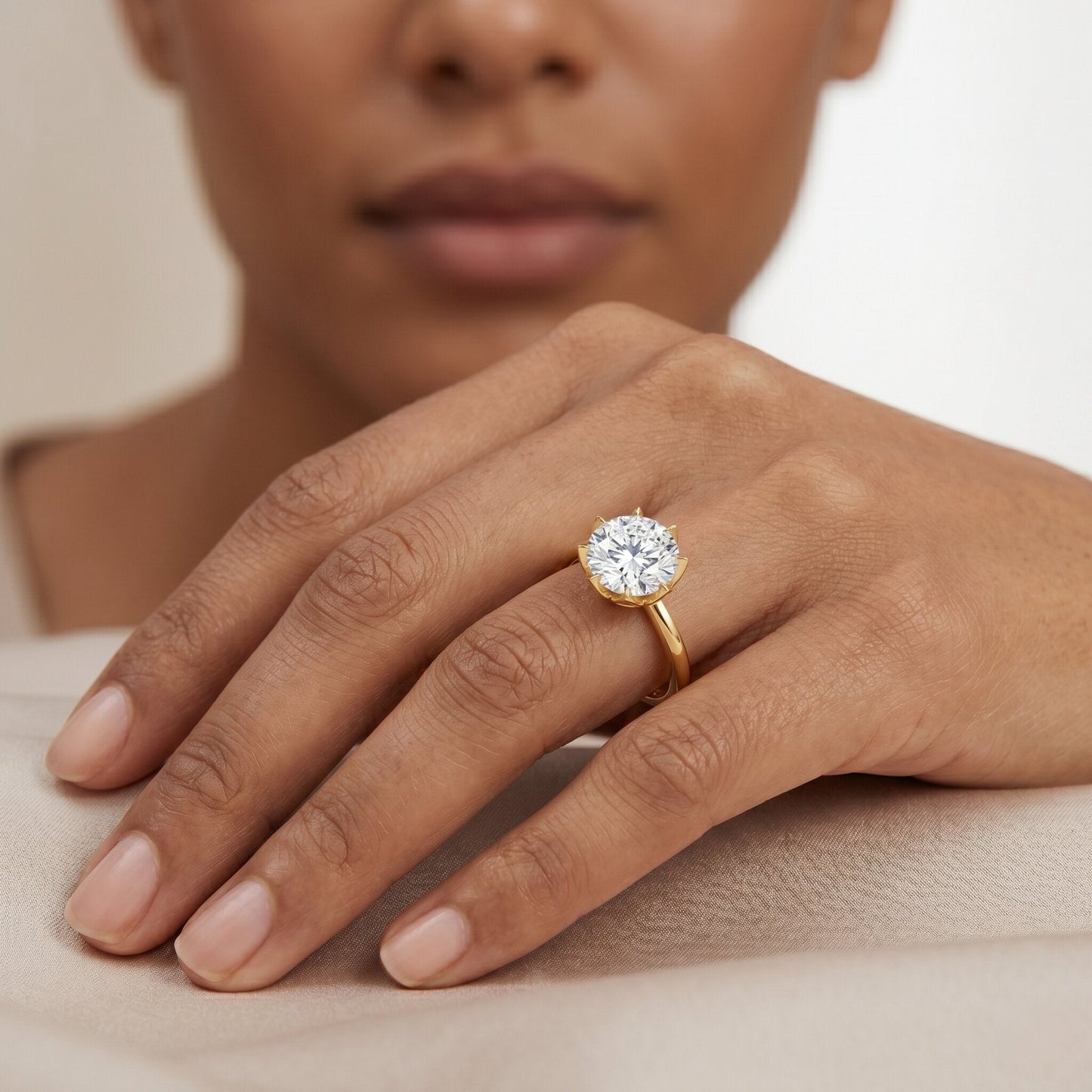 Lotus Basket Set Lab Grown Diamond 3 Carat Engagement Ring with IGI Certificate