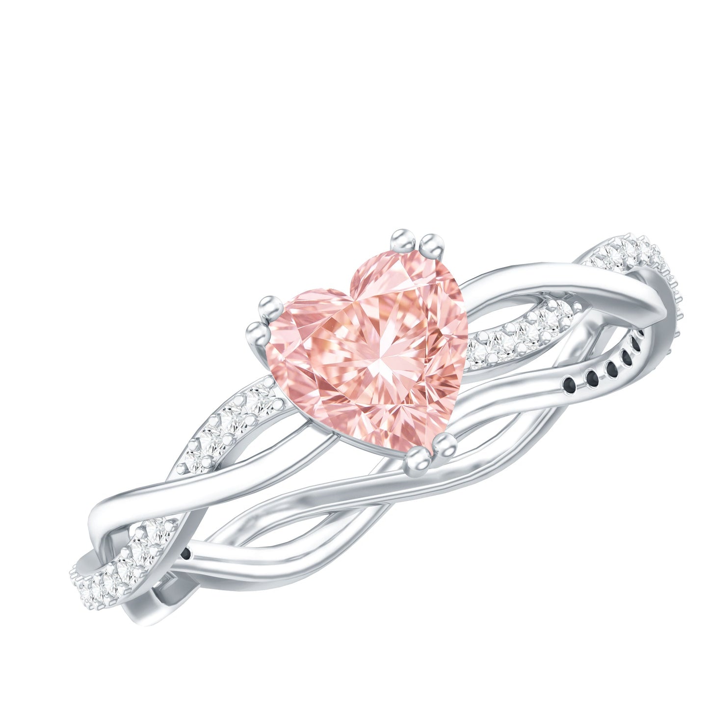 1 CT IGI Certified Lab Grown Pink Diamond Heart Engagement Ring with Crossover Shank