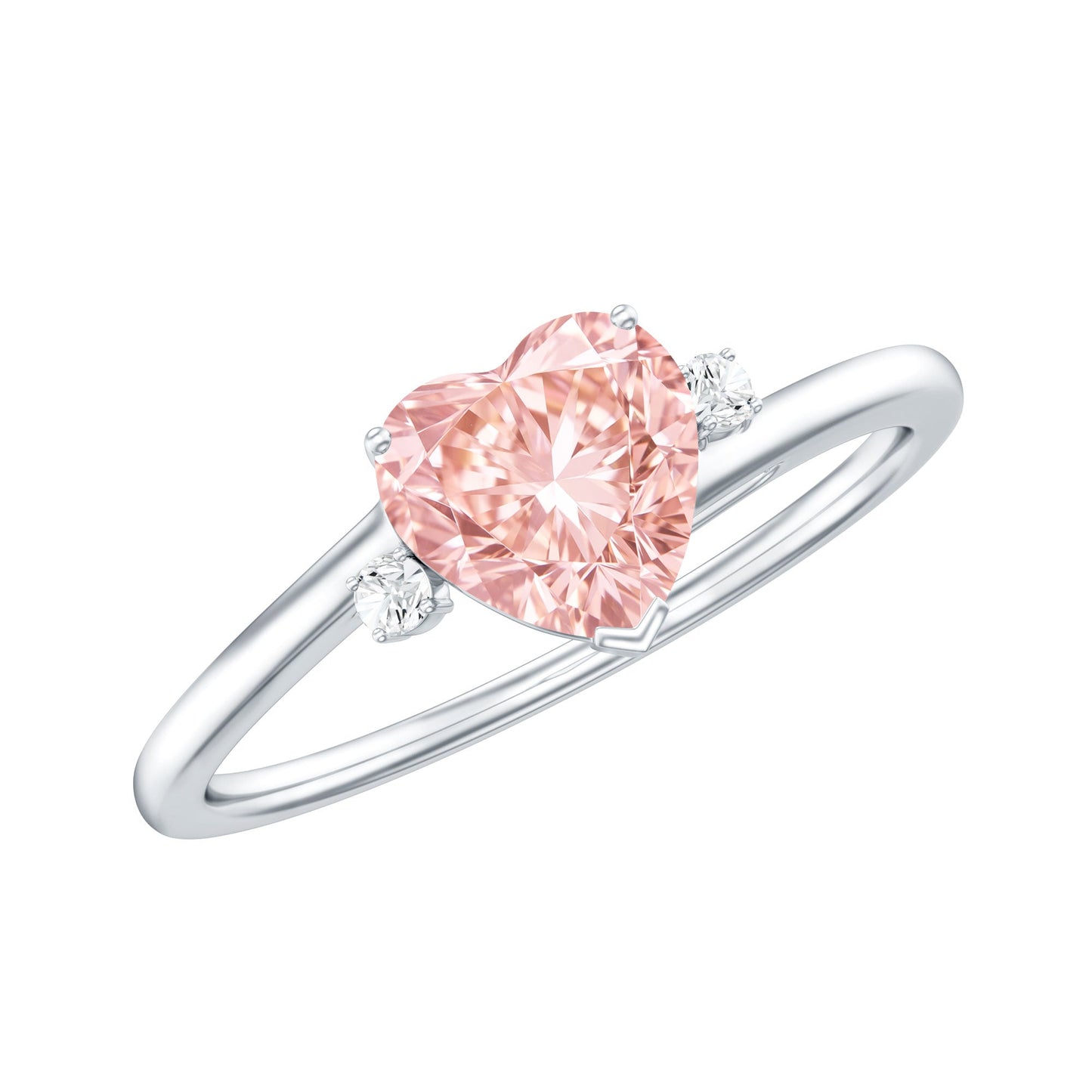IGI Certified 1 CT Lab Grown Pink Diamond Heart Promise Ring