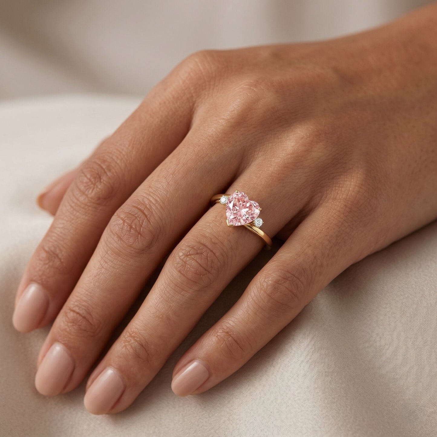 IGI Certified 1 CT Lab Grown Pink Diamond Heart Promise Ring