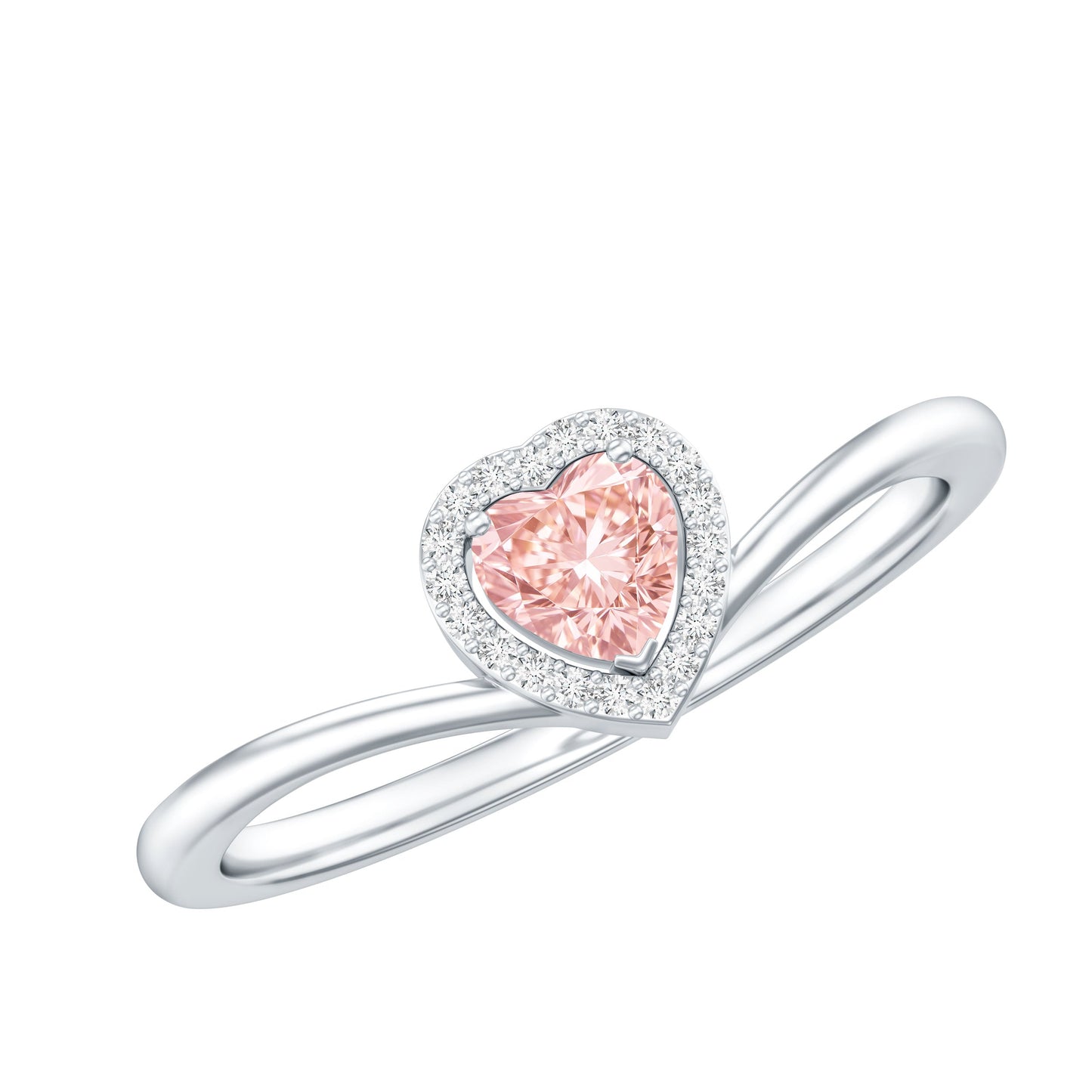 IGI Certified Lab Grown Pink Diamond Heart Promise Ring with Halo