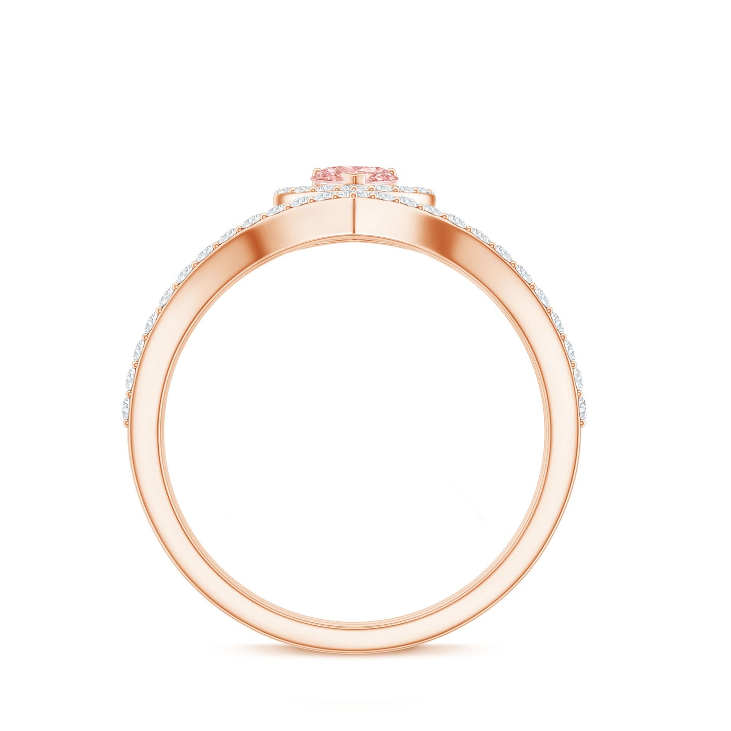 Heart Shape Lab Grown Pink and White Diamond Wedding Ring Set with IGI Certificate