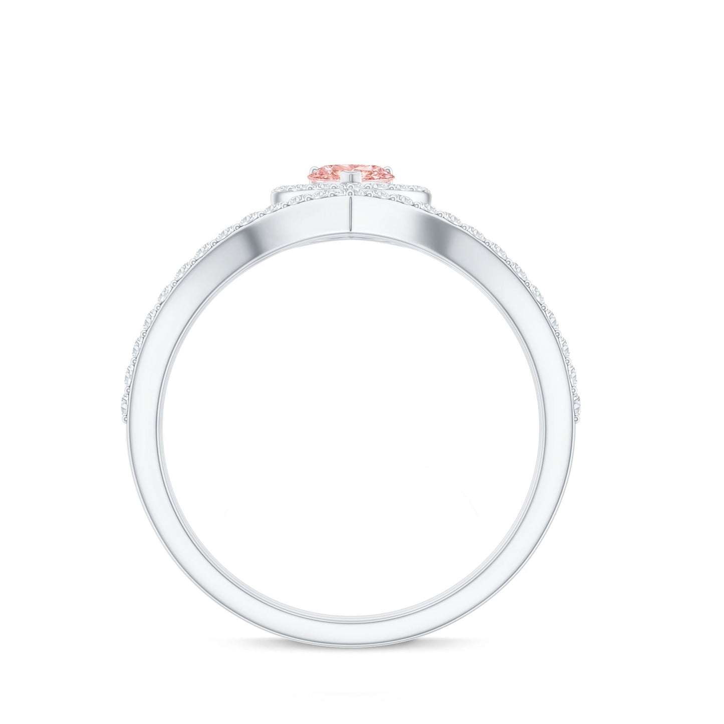 Heart Shape Lab Grown Pink and White Diamond Wedding Ring Set with IGI Certificate