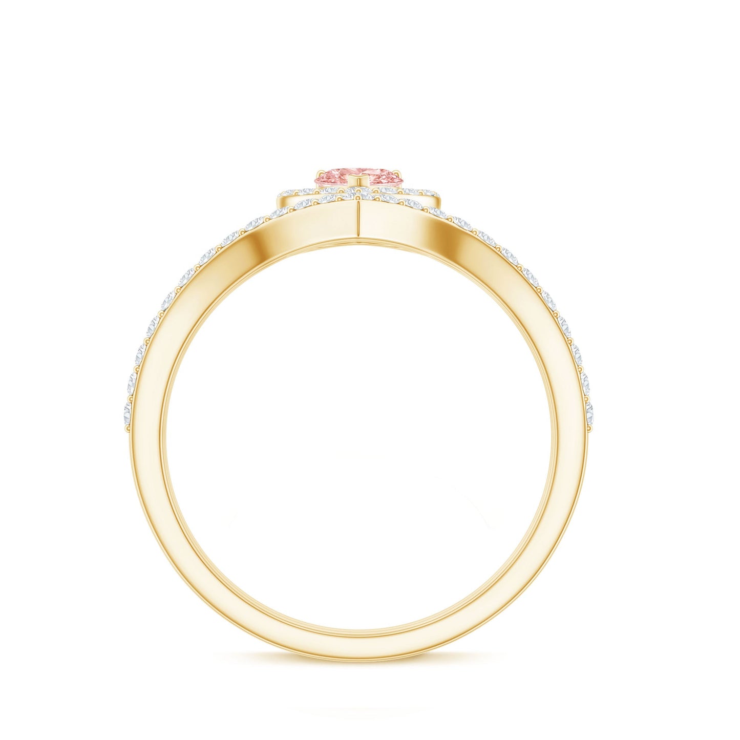 Heart Shape Lab Grown Pink and White Diamond Wedding Ring Set with IGI Certificate