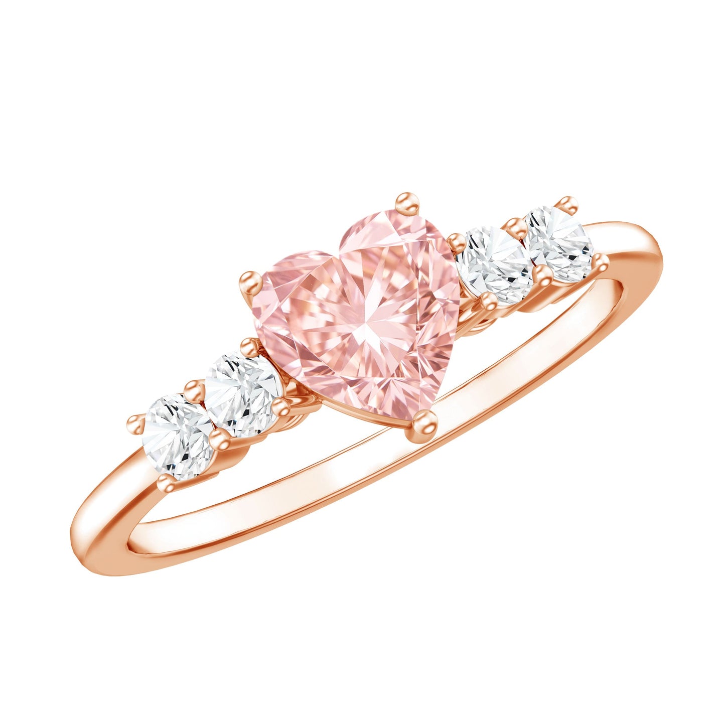 IGI Certified 1 Carat Lab Grown Pink and White Diamond Heart Promise Ring for Her