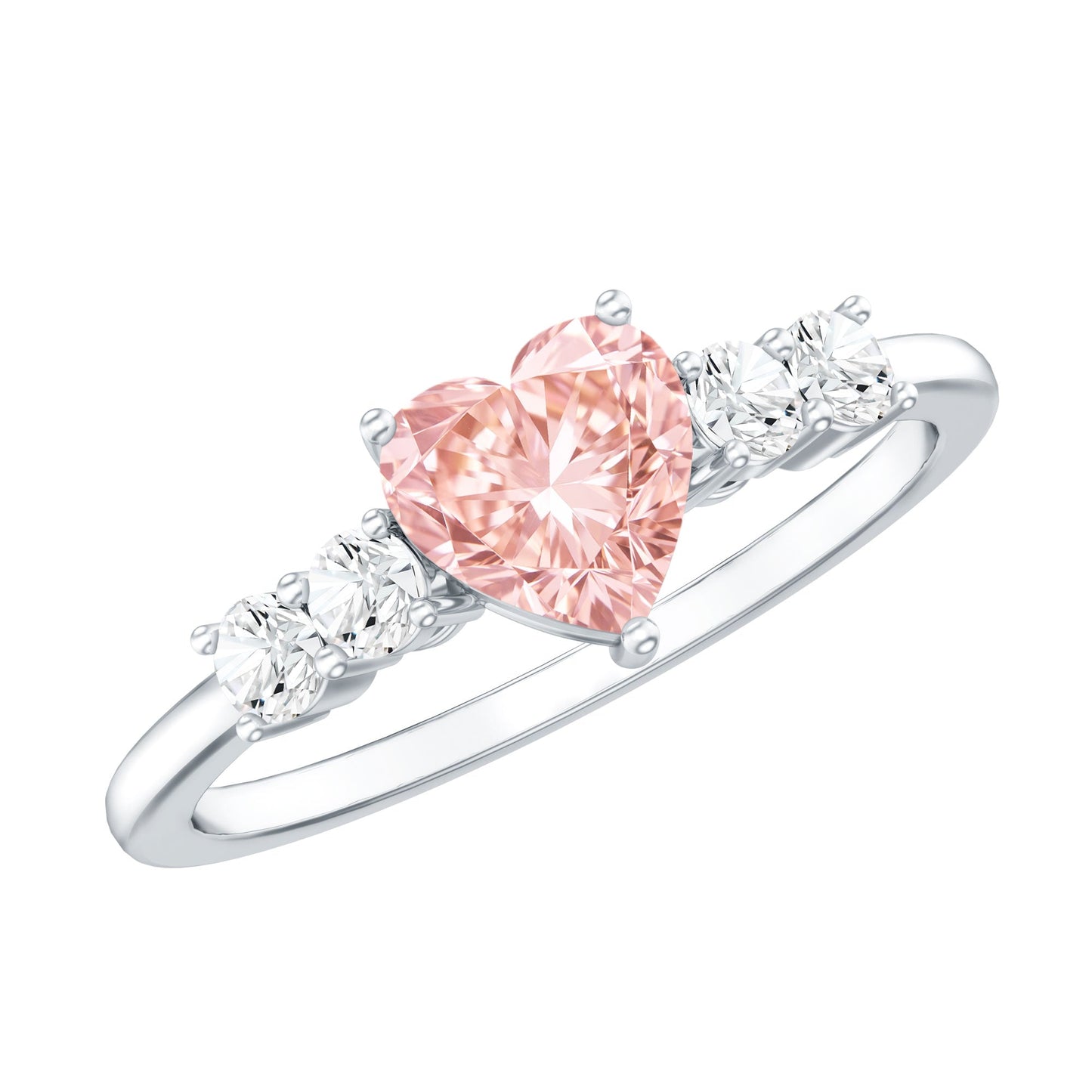 IGI Certified 1 Carat Lab Grown Pink and White Diamond Heart Promise Ring for Her
