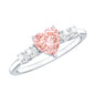 IGI Certified 1 Carat Lab Grown Pink and White Diamond Heart Promise Ring for Her