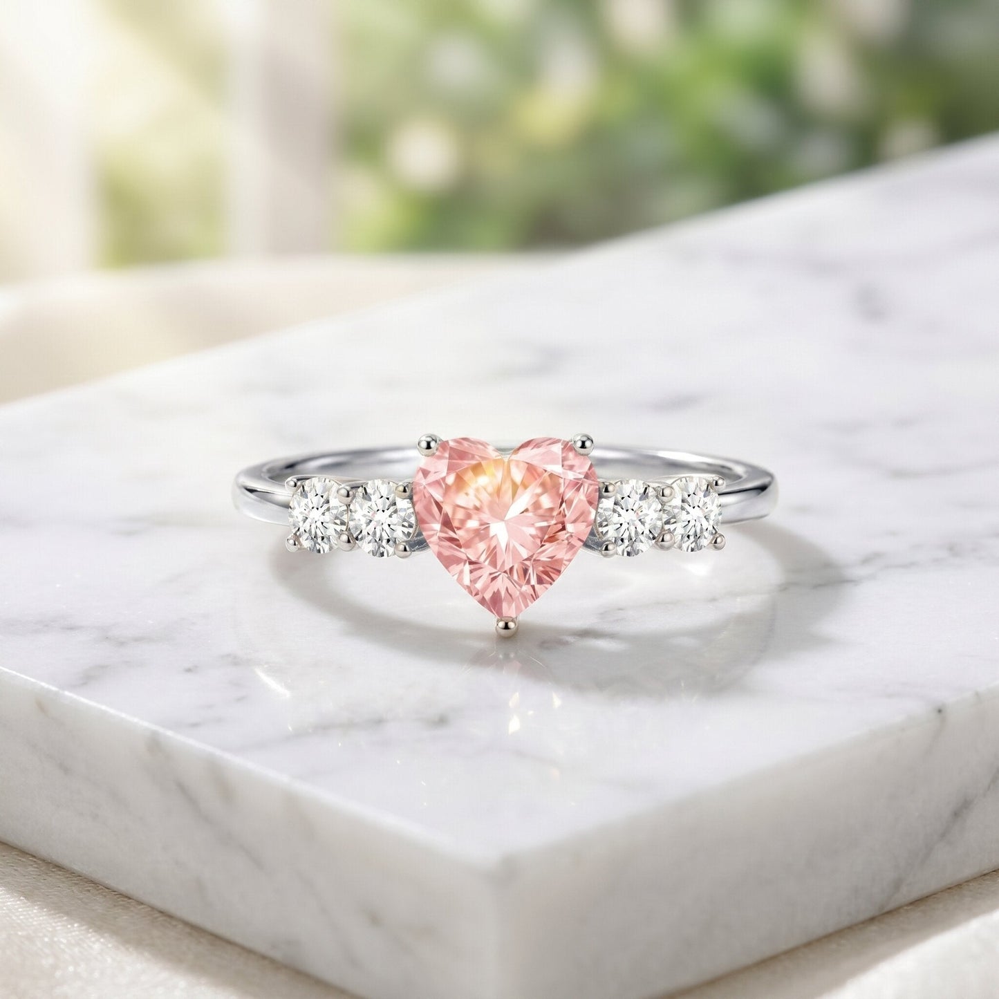 IGI Certified 1 Carat Lab Grown Pink and White Diamond Heart Promise Ring for Her