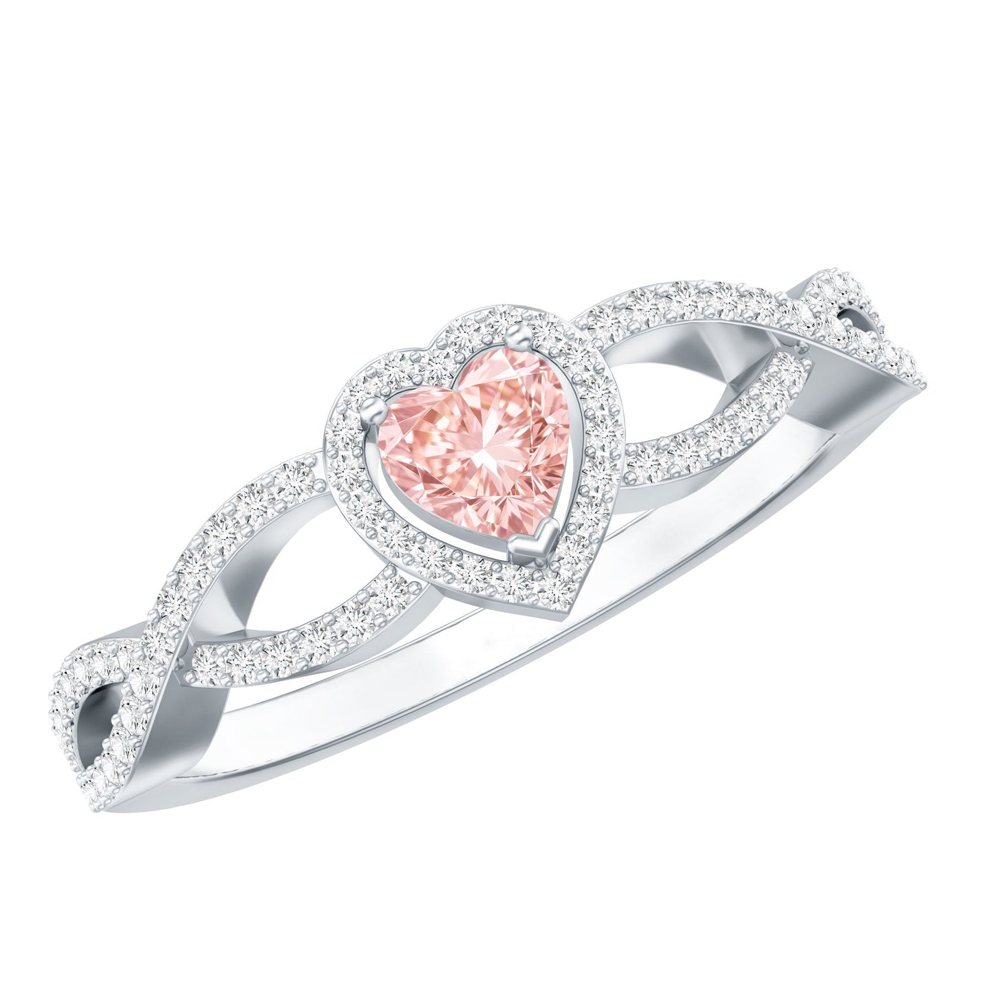 IGI Certified 1 Carat Lab Grown Pink and White Diamond Classic Engagement Ring