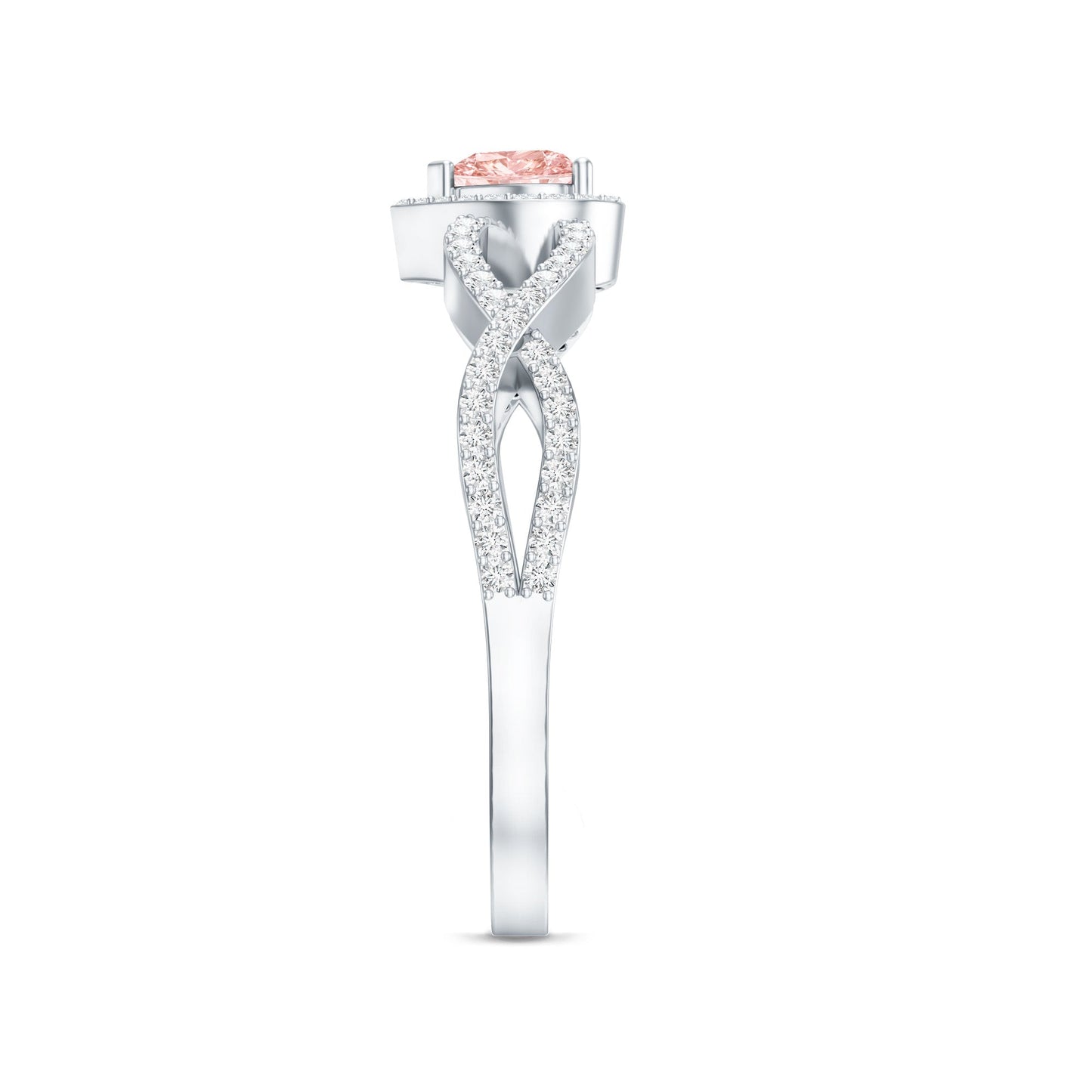 IGI Certified 1 Carat Lab Grown Pink and White Diamond Classic Engagement Ring