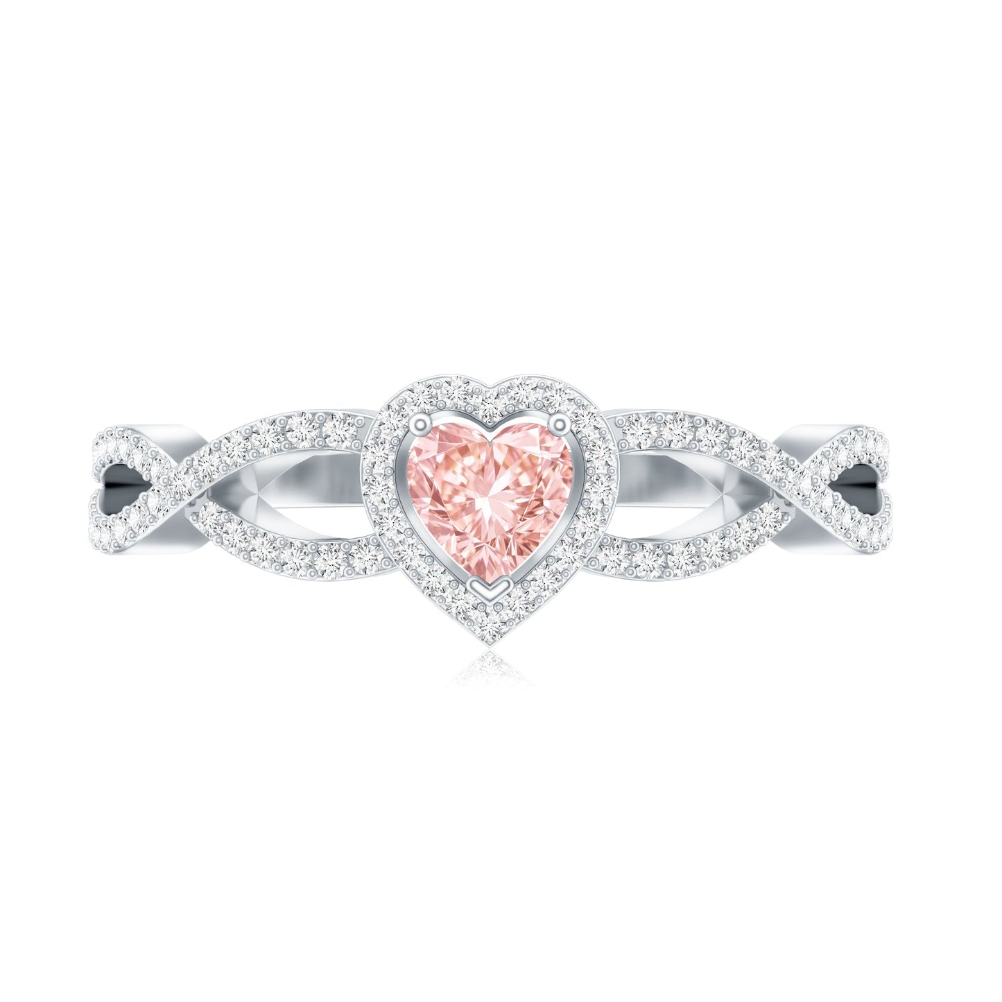 IGI Certified 1 Carat Lab Grown Pink and White Diamond Classic Engagement Ring