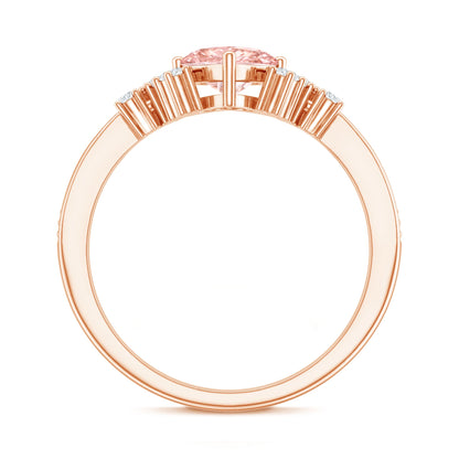 1 CT Lab Grown Pink and White Diamond Heart Engagement Ring IGI Certified