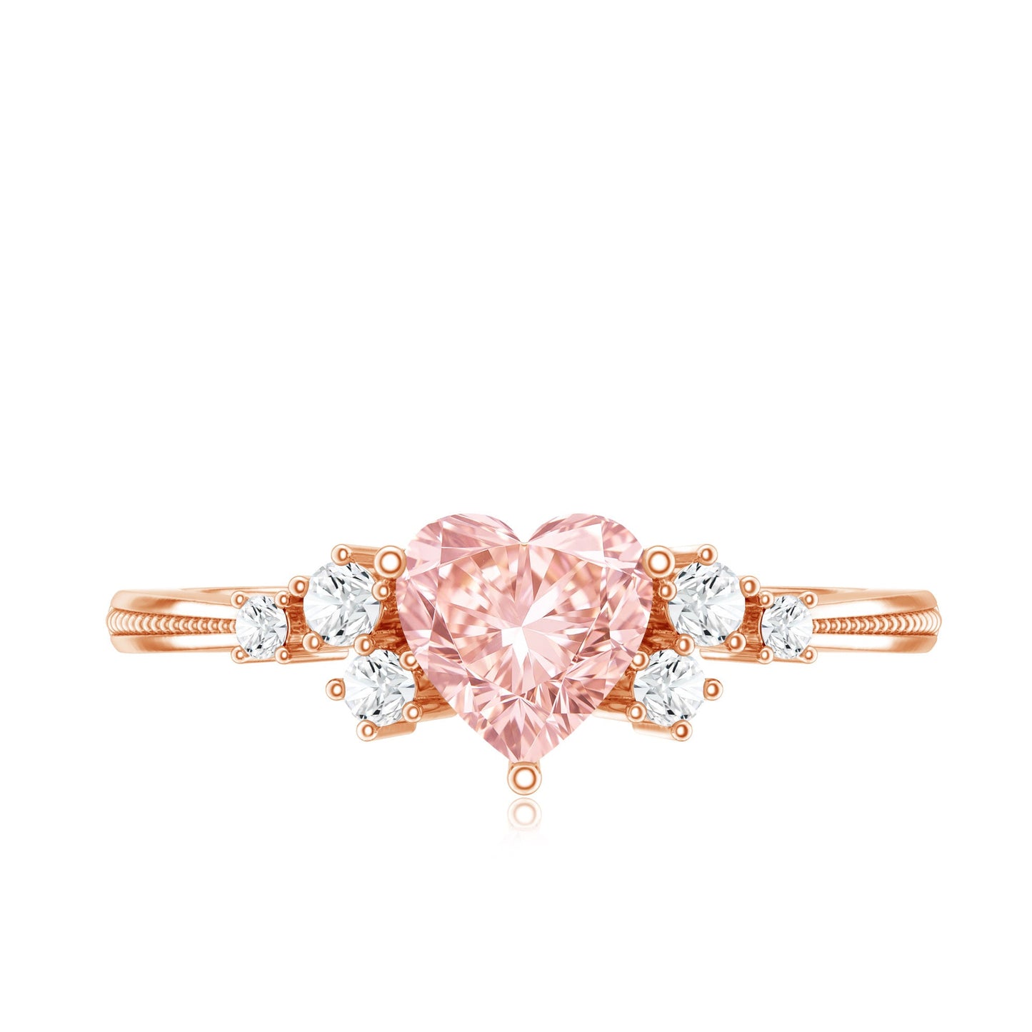 1 CT Lab Grown Pink and White Diamond Heart Engagement Ring IGI Certified