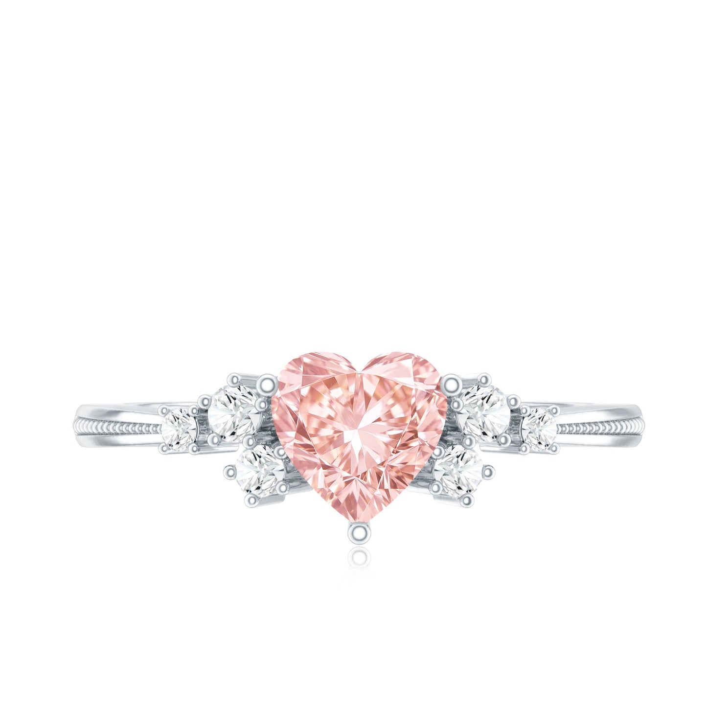 1 CT Lab Grown Pink and White Diamond Heart Engagement Ring IGI Certified